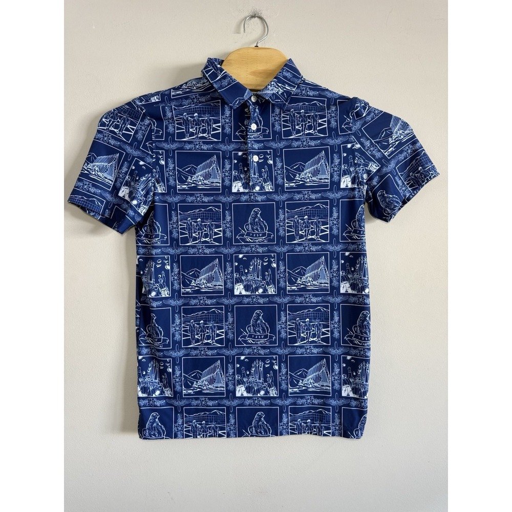 Reyn Spooner Polo Men's XS Limited Issue Performance Stretch Blue Golf